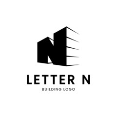 letter N building logo vector illustration