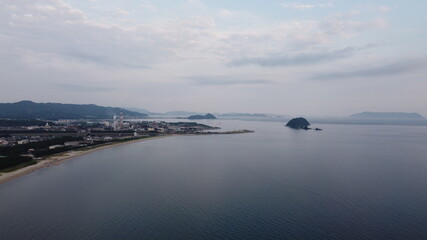 SDGs地球環境！日本の自然！山口県光市の街並みと瀬戸内海の風景
