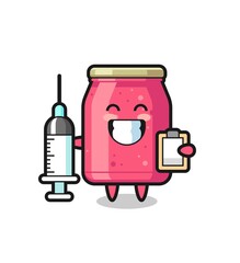 Mascot Illustration of strawberry jam as a doctor