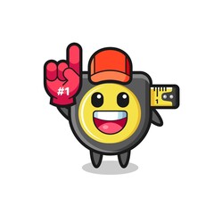 tape measure illustration cartoon with number 1 fans glove