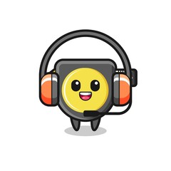 Cartoon mascot of tape measure as a customer service