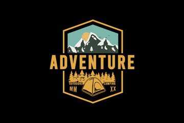 Adventure, silhouette retro vintage style hand drawing