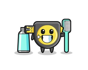 Mascot Illustration of tape measure with a toothbrush