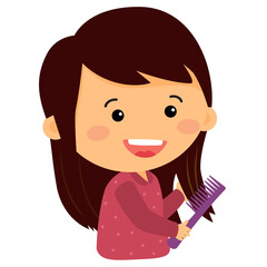 Fototapeta premium girl combing her own hair