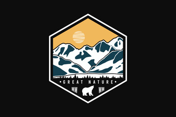 Great nature, silhouette retro style