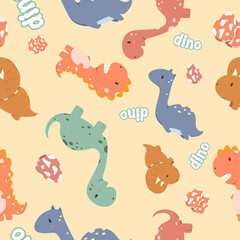Cute Dinosaur Seamless Pattern Design
