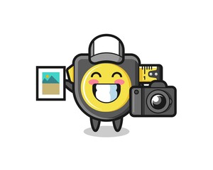Character Illustration of tape measure as a photographer