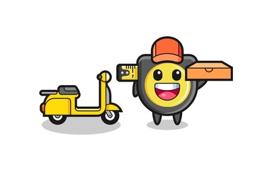 Character Illustration of tape measure as a pizza deliveryman