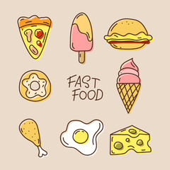 Set of Food Hand drawn Vector