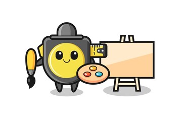 Illustration of tape measure mascot as a painter