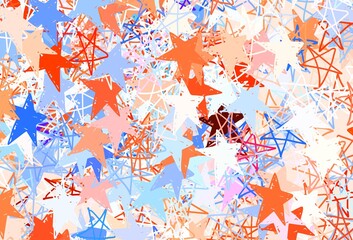 Light Blue, Red vector texture with beautiful stars.
