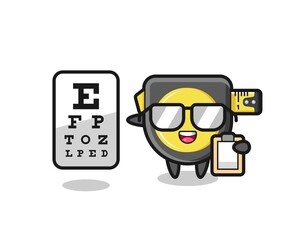 Illustration of tape measure mascot as an ophthalmology