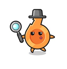 whistle cartoon character searching with a magnifying glass