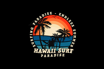 Hawaii surf, design silt retro style