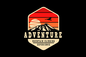 Adventure mountain climber experience, design silt retro style