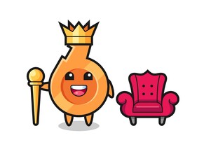 Mascot cartoon of whistle as a king