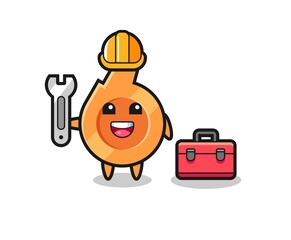 Mascot cartoon of whistle as a mechanic