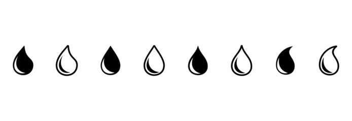 water drop icon set, water drop vector set, water drop symbol illustrations