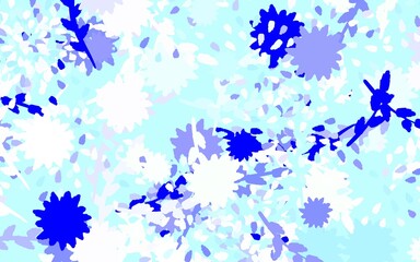 Light Pink, Blue vector doodle background with flowers, roses.