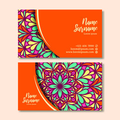 Vintage business card with mandala design