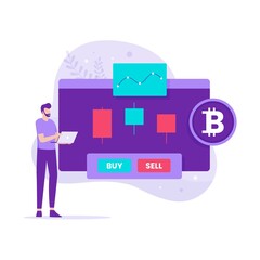 Flat design of Cryptocurrency Trading. Illustration for websites, landing pages, mobile applications, posters and banners.