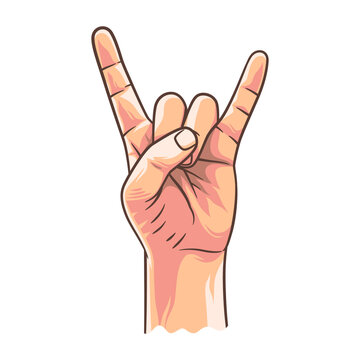 Rock n roll or Heavy metal hand gesture with colorful