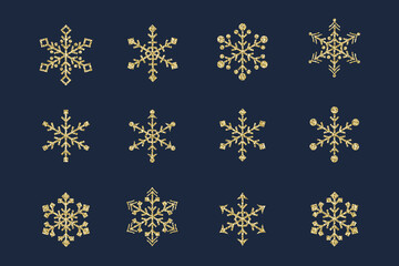 雪の結晶　金色　グリッター