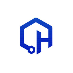 blue icon Letter H Hexagon