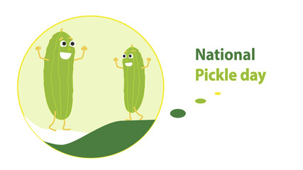 National pickle day. Green dancing cucumbers 