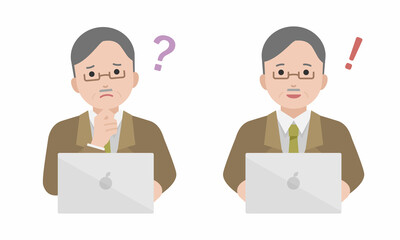 パソコンの悩みが解決したシニアビジネスマン