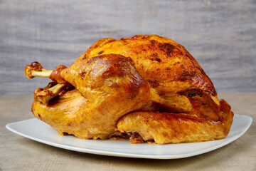 Baked crispy turkey for Thanksgiving Day or Christmas.