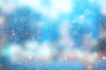 abstract blue background snow snowflakes, new year, glow design