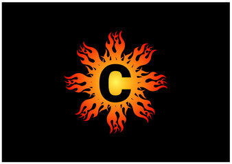 Fire C Letter Logo And Icon Design Template