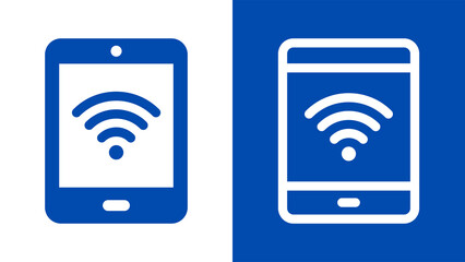 Tablet with wifi connection icon vector illustration. - obrazy, fototapety, plakaty