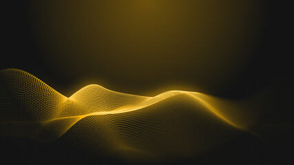 Fototapeta premium Abstract dot gold gradient wave texture technology background.