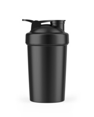 Blank white plastic shaker bottle with flip lid for mock up and template design. 3d render illustration.