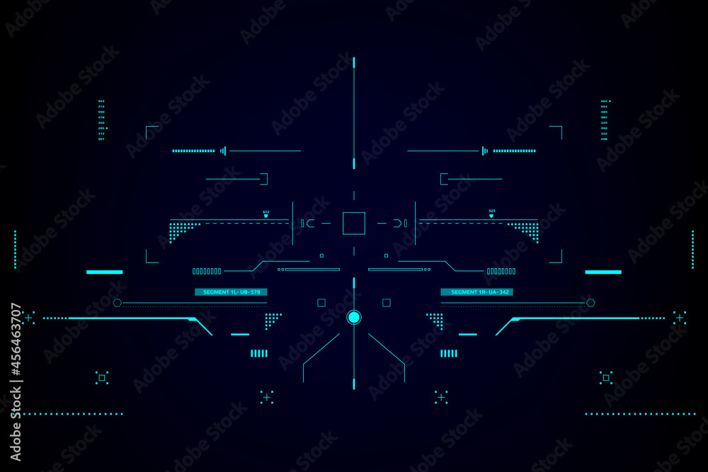Fototapete HUD Virtual Reality Monitoring Screen View Display. Security System Interface Layout Vector.