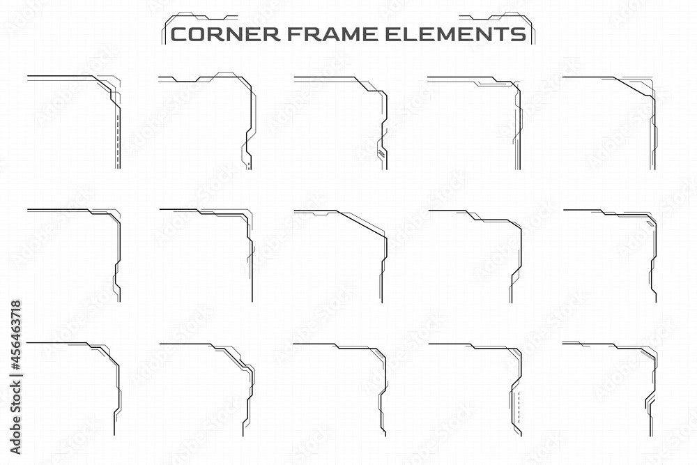 Fototapete Border Frame HUD Element Futuristic for Header Footer Text Information, UI Game Display Vector.