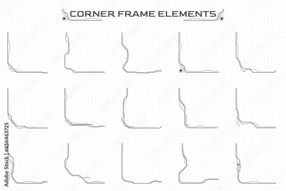Leinwandbilder HUD Vector Futuristic Line Border Frame Template for Screen Game, Infographic Information Display Vector.