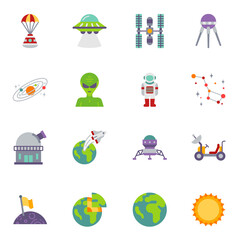 Cosmos, astronomy universe and astrology space flat color icon.