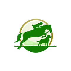 Horse Jumping Logo in Circle