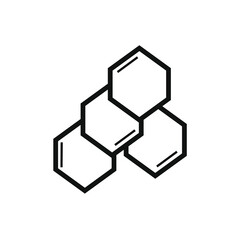 vector of four interrelated hexagons overlapping