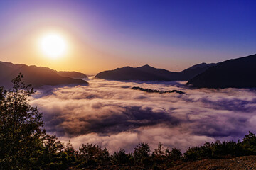 朝日が照らす幻想的な雲海【三重県熊野市紀和町　ツエノ峰より】