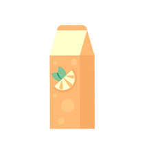 Orange pack of juice, icon isolated on white background. Flat style vector illustration, for web and mobile design.
