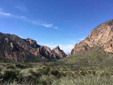 West Texas Mountains and grassy valley