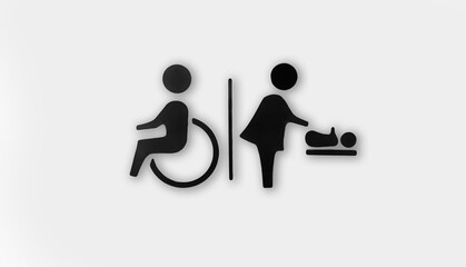 Sign for mother and baby room and Toilet signs of disabled handicap isolated on white background.