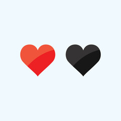 Red and black heart for love icon stock. Vector illustration