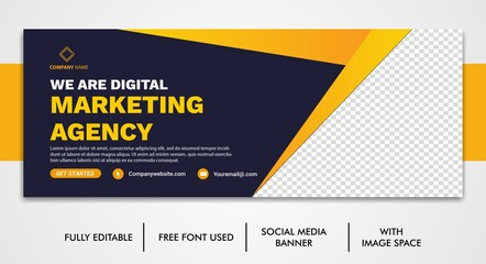 Digital Marketing banner, digital business marketing promotion timeline facebook and social media cover template 