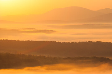landscape with fog in the mountains
