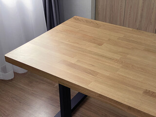 Close up wooden furniture, Oak wood table, Furniture detail for interior.